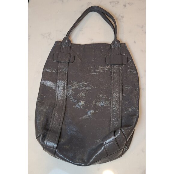 Jigsaw Leather Purse Bag Shoulder Tote Shiny Gray - Picture 2 of 10